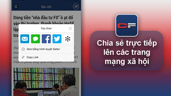 Chia sẻ trực tiếp lên các trang mạng xã hội