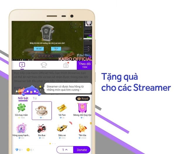 Tặng quà cho Streamer mà bạn yêu thích