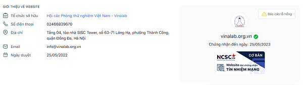 Chứng nhận Thông tin website