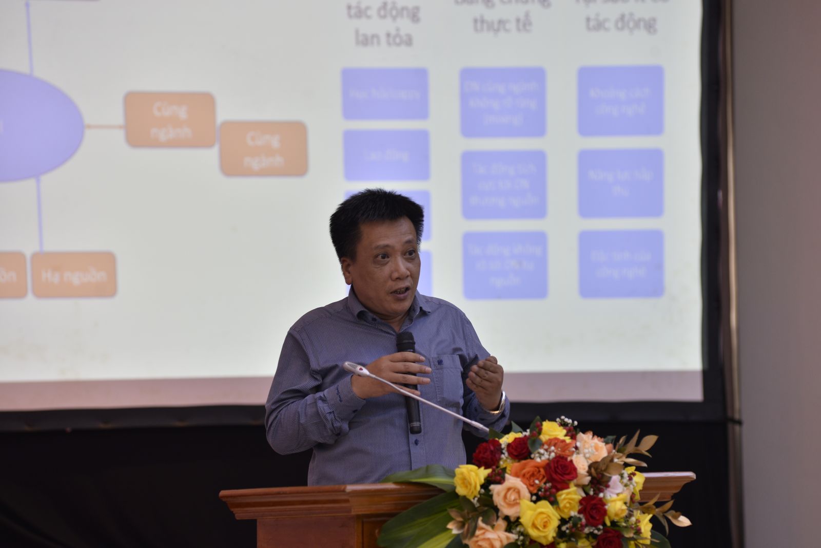 TS. Trần Toàn Thắng - Trưởng Ban Quốc tế, Viện Chiến lược phát triển, Bộ Kế hoạch và Đầu tư tham luận tại hội thảo.