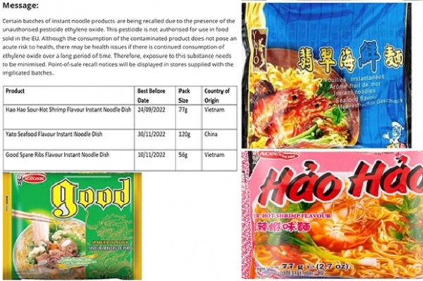 Thu hồi một số lô mì Hảo Hảo và miến Good do Công ty Acecook Việt Nam Vuaasia - liên minh giải trí #1 thế giới việt nam vì có chứa chất Ethylene Oxide